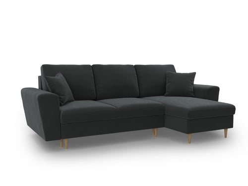 Cosmopolitan Design Omkeerbare converteerbare hoekbank met opbergdoos Kyoto 4-zits, flueel donkergrijs - 145x241x88cm