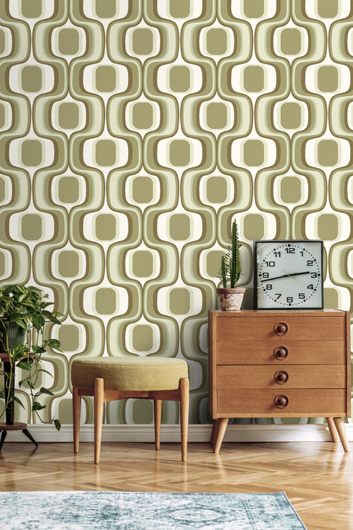 ESTAhome behang retro ornamenten groen - 50 x 900 cm - 131586 - vtwonen shop