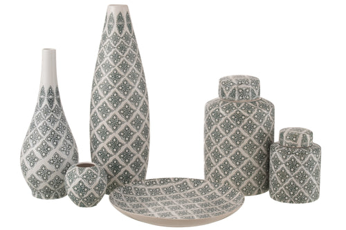 J-Line vaas Kousa - porselein - blauw/wit - 53 cm hoog - vtwonen shop