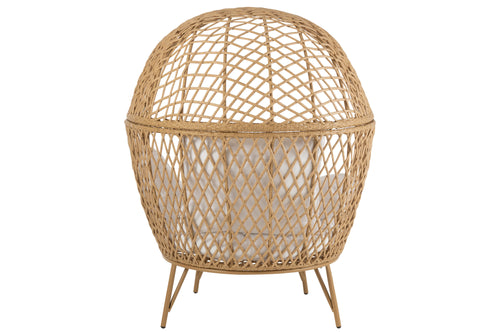 J-Line schommelstoel + kussen Zayo - metaal/riet - zwart - vtwonen shop