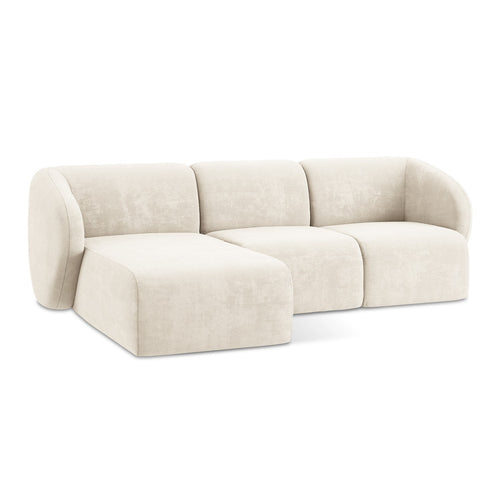 LaMiaSofa hoekbank links Cervo - chenille stof - lichtbeige - 248x166x88