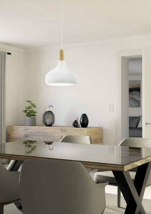 EGLO  hanglamp Sabinar - e27 - ø 28 cm - wit/bruin