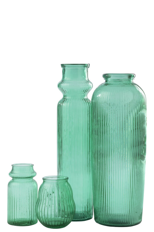 J-Line vaas Gestreept - glas - smaragdgroen