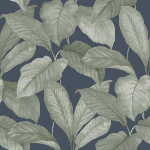 Borastapeter behang bladeren vergrijsd blauw - 53 cm x 10.05 m - 660529 - vtwonen shop