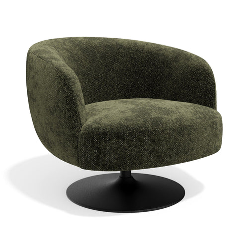 Sia Home - Draaibare fauteuil OSKA - getextureerd fluweel kaki-groen 77cm