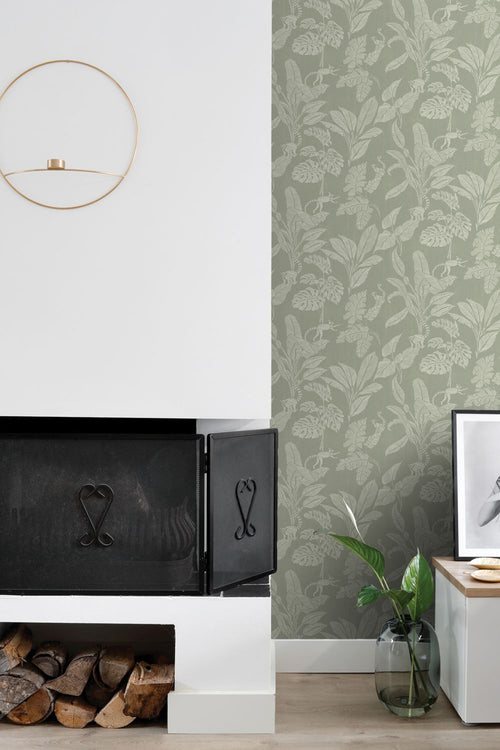 ESTAhome behang apen en jungle bladeren groen - 50 x 900 cm - 139863