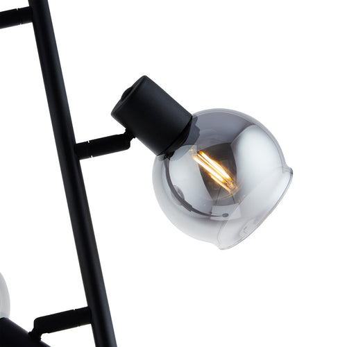 Lighto - Art deco vloerlamp zwart met smoke glas 3-lichts - Juna