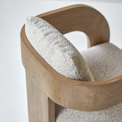 Tikamoon Stoel in massief mindihout en ecru stof - Beige