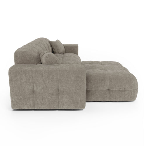 Premium Interiors - Hoekbank links COCOON - gewaafd fluweel mol 230cm