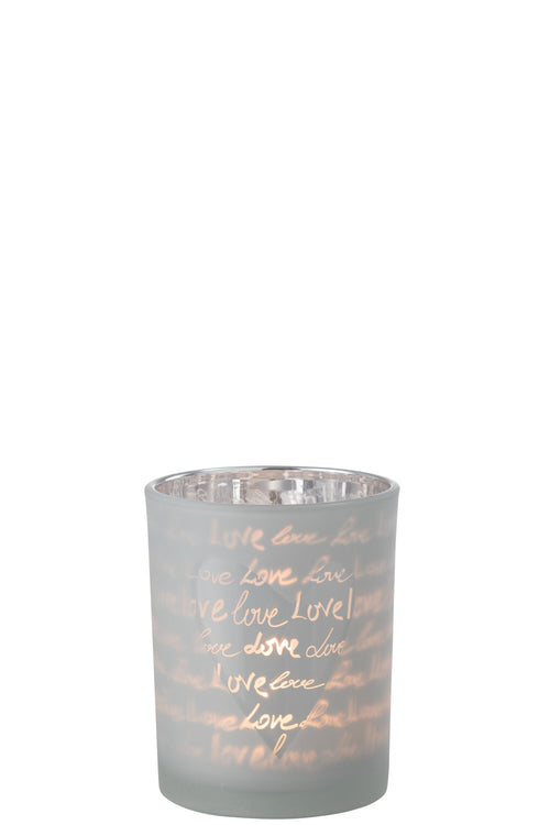 J-Line windlicht Love - glas - wit - medium - vtwonen shop