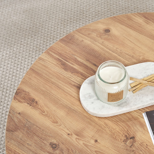 Calicosy - SOLEIL Salontafel met afgerond blad - Naturel - 90x90x40 cm