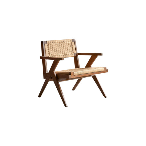 Tikamoon Fauteuil van massief teakhout met vlechtwerk - Naturel