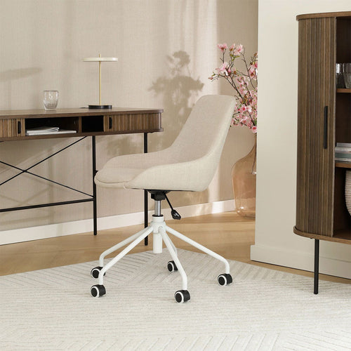 Nolon Nout-Isa Bureaustoel Beige - Stof - Wit Onderstel
