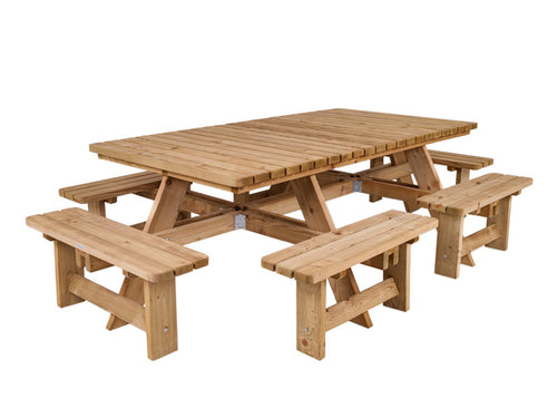 MaximaVida luxe houten picknicktafel Tallinn 300 cm met 6 rugleuningen - vtwonen shop