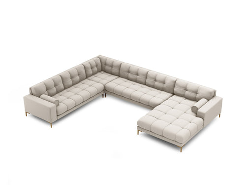 Cosmopolitan Design Panoramische hoekbank links Bali 7-zits, structurele stof, beige - 256x327x75cm