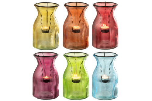 J-Line plateau Theelichthouder Popa - glas - mix - 6 stuks - vtwonen shop