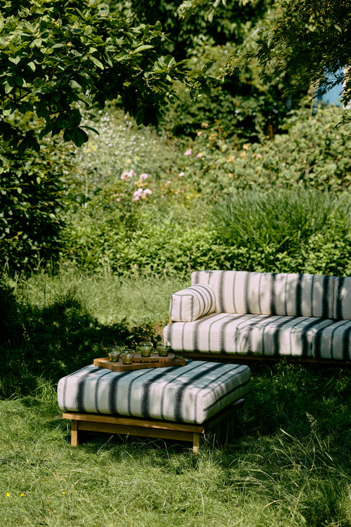 HKLIVING Outdoor hocker – teak – chalkstripe - vtwonen shop