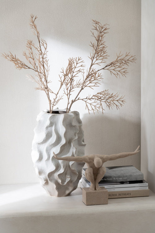J-Line vaas Abstract Golven - klei - beige - large - 48 cm hoog