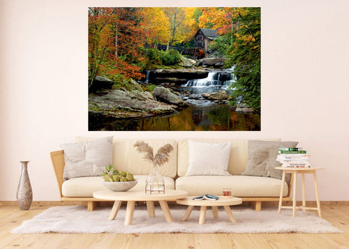 Sanders & Sanders fotobehang bosrijk landschap groen, geel en oranje - 127 x 180 cm - 601165