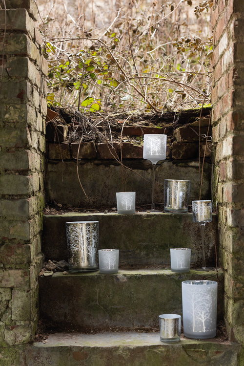 J-Line windlicht Boom - glas - wit/zilver - medium - 2 stuks - vtwonen shop