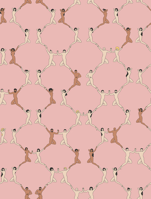 Walls4You behang menselijke silhouetten roze en bruin - 53 cm x 10 m - 640340 - vtwonen shop