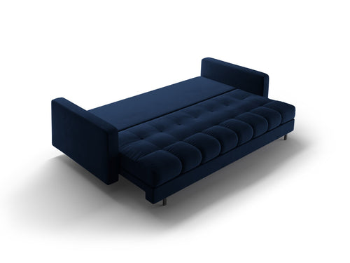 Cosmopolitan Design Slaapbank met opbergdoos Bali 3-zits, flueel koningsblauw - 84x222x105cm