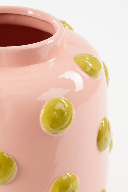 Mica Decorations Smiley Vaas - H28 x Ø29 cm - Keramiek - Lichtroze, Oker