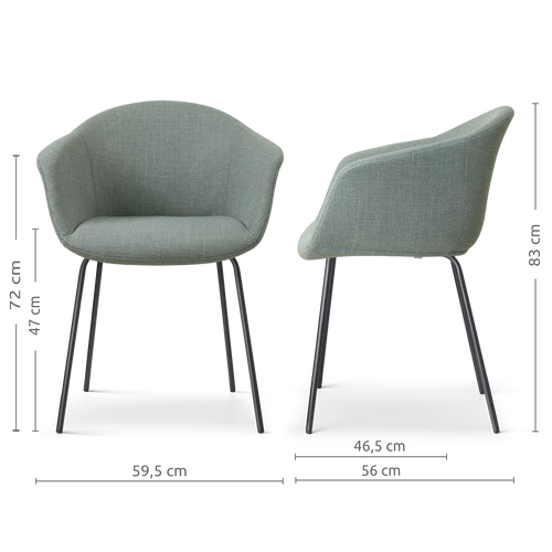 Nolon Nora-Otis Eetkamerstoel Saliegroen - met Armleuning - Zwart