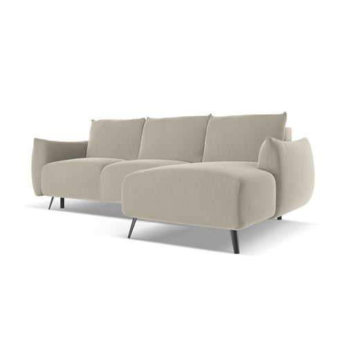 LaMiaSofa hoekbank rechts Genova - velours - parel - 242x162x86