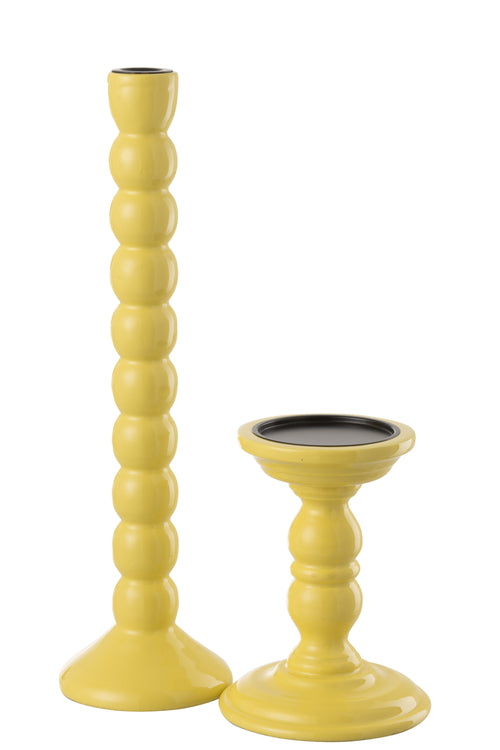 J-Line kandelaar - mangohout - geel