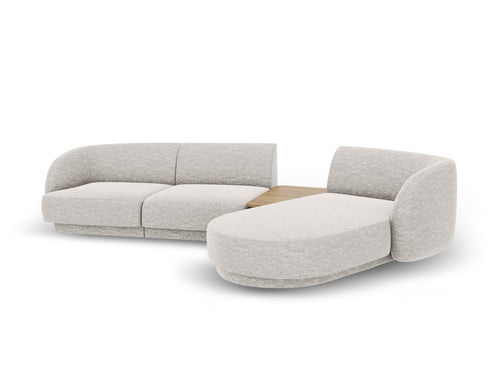 Micadoni Rechte modulaire bank Miley 3-zits, chenille, lichtgrijs - 178x303x70cm