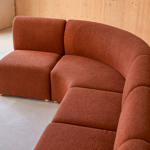 Tikamoon Modulaire hoekfauteuil van massief acaciahout en terracotta stof - Terracotta - vtwonen shop