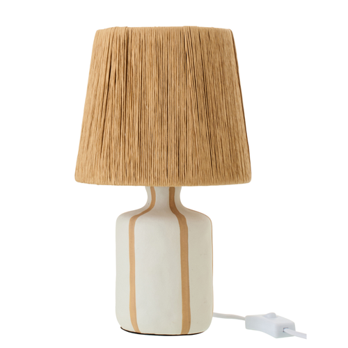J-Line tafellamp Gestreept - keramiek - naturel/wit - small