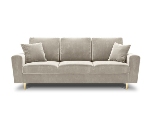 Cosmopolitan Design Slaapbank met opbergdoos Kyoto 3-zits, flueel, lichtbeige - 100x235x88cm