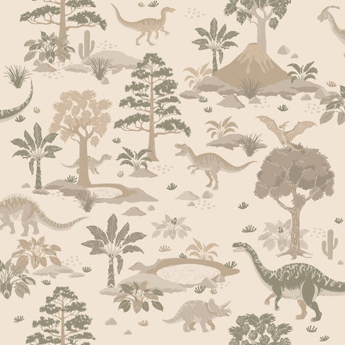 ESTAhome behang dinosaurussen lichtbeige - 50 x 900 cm - 132175