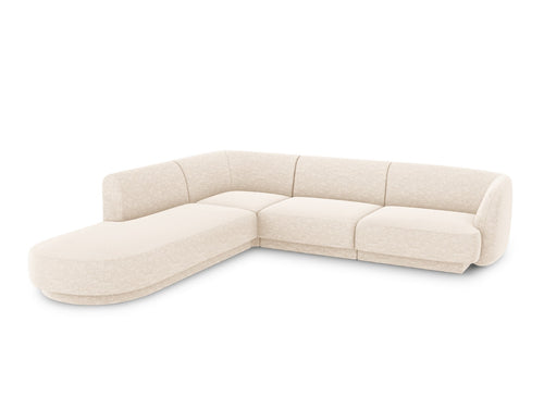 Micadoni linker hoekbank Miley 6-zits, structurele stof ivoor - 248x255x70cm
