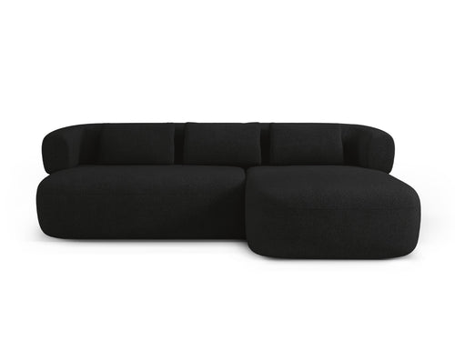 Micadoni rechter hoekbank Jenny 5-zits, boucle zwart - 145x225x73cm
