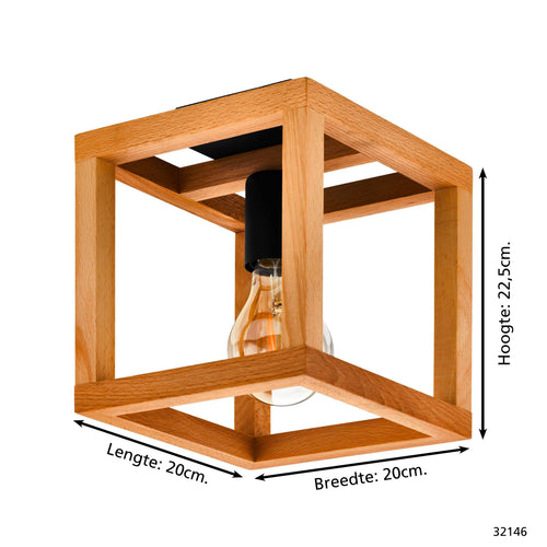 EGLO plafondlamp Blackcrown 1 - e27 - 20 cm - zwart/bruin - vtwonen shop