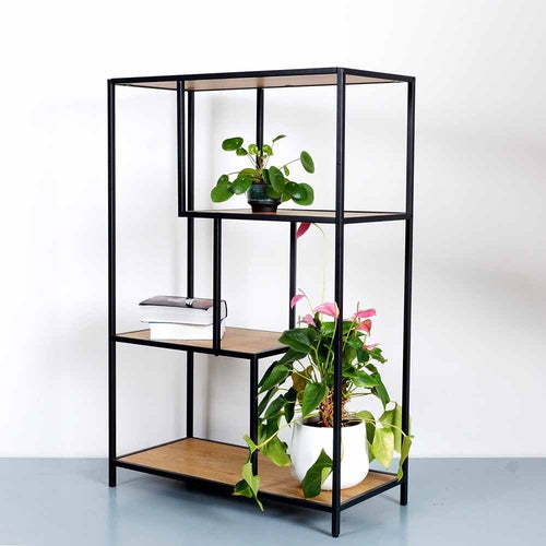 Lisomme Vic Boekenkast van Metaal en Hout - B 77 cm - Naturel - vtwonen shop