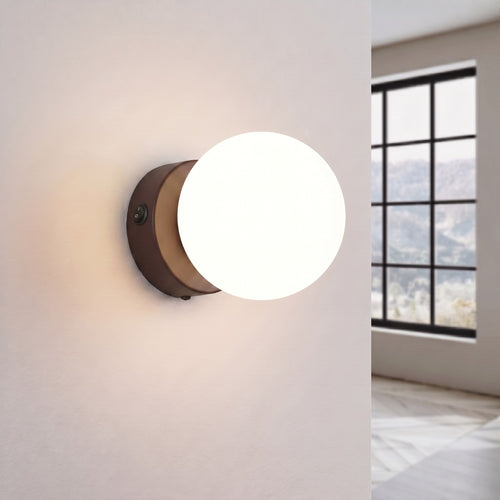 Sollux Lighting Wandlamp YOLI 1 bruin met schakelaar - 12x14x12cm