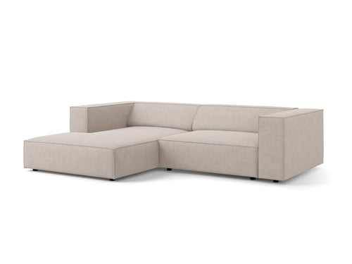 Cosmopolitan Design linker hoekbank Arendal 3-zits, chenille met ribbeleffect, donkerbeige - 166x224x70cm