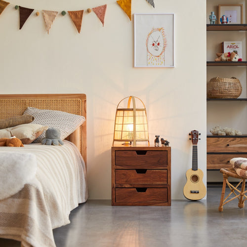 Tikamoon Massief palissander kindernachtkastje met 3 laden - Bruin - vtwonen shop