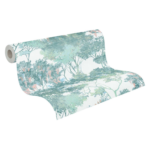 Livingwalls behang bloemmotief meerkleurig, groen, wit, oranje en blauw - 53 cm x 10.05 m - AS-391733 - vtwonen shop