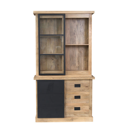 Starfurn Vitrinekast Noa - Naturel Hout - 120x45x220cm