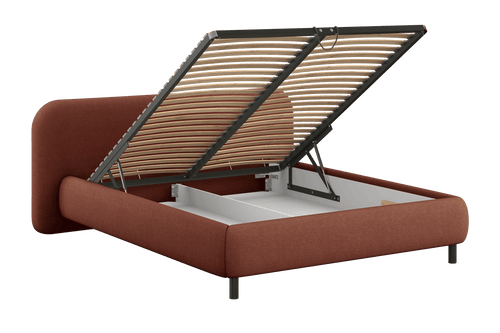 noo.ma Mumo gestoffeerd bed 180 x 200 cm - bouclé Brick Red, laag frame