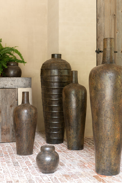 J-Line vaas Victor - cement - bruin - medium - 80 cm hoog - vtwonen shop