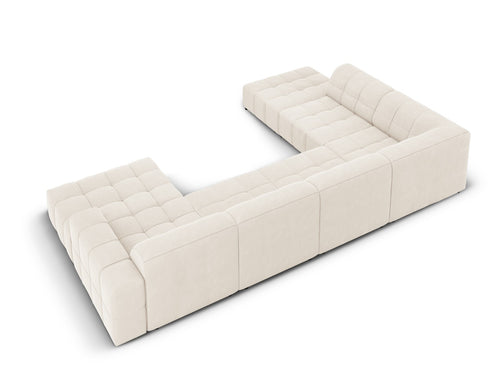 Cosmopolitan Design Panoramische hoekbank links Chicago 7-zits, flueel lichtbeige - 263x375x78cm