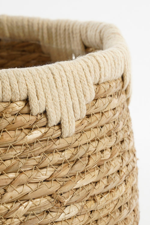 Mica Decorations  Jorck Plantenmand - Set van 3 - H24 x Ø26 cm - Zeegras - Beige, Bruin
