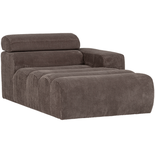 WOOOD chaise longue element arm rechts Novi - Ribstof - Grijsbruin - 86x109x173 - vtwonen shop