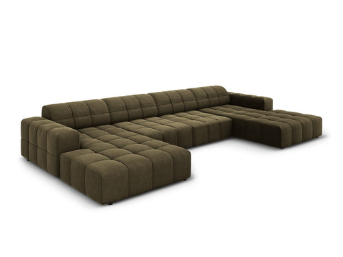 Cosmopolitan Design Panoramische bank Chicago 6-zits, flueel groente - 167x375x78cm